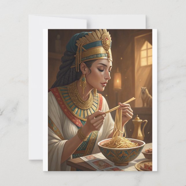 Koningin Hatshepsut eet noedels Grappige Oude Egyp (Voorkant)