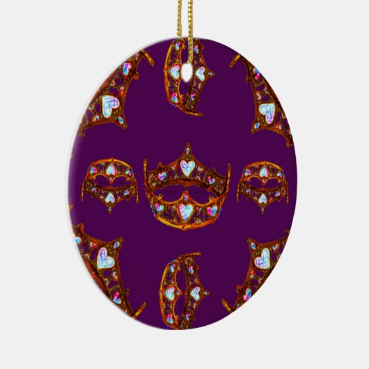 Koningin Hearts Gold Crown Tiara royal paars Keramisch Ornament (Rechts)