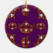 Koningin Hearts Gold Crown Tiara royal paars Keramisch Ornament (Achterkant)