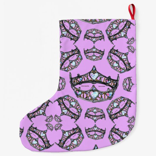 Koningin Hearts Silver Crowns Tiaras roze stocker Grote Kerstsok (Achterkant)