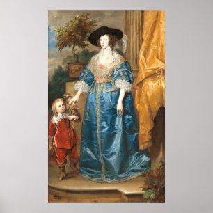 Koningin Henrietta Maria - van Dyck Fine Art Poste Poster