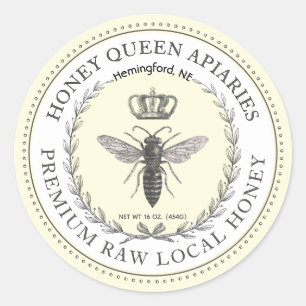Koningin honingbijen Kroon met aangedane rand Clas Ronde Sticker