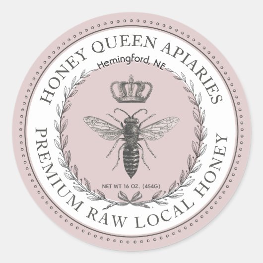 Koningin honingbijen Kroonkruid met aangetast oppe Ronde Sticker (Voorkant)