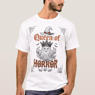 Koningin Horror Halloween Geest Kroon Heksenhoed T-shirt