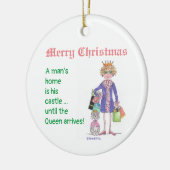 Koningin in blauw krijgt gelijke behandeling thuis keramisch ornament (Links)