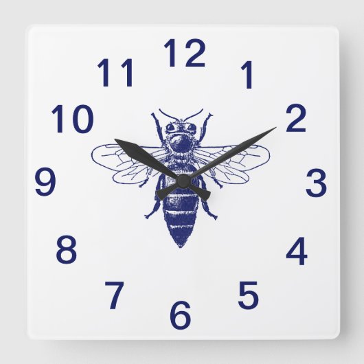 Koningin in Blauw Vierkante Klok (Voorkant)