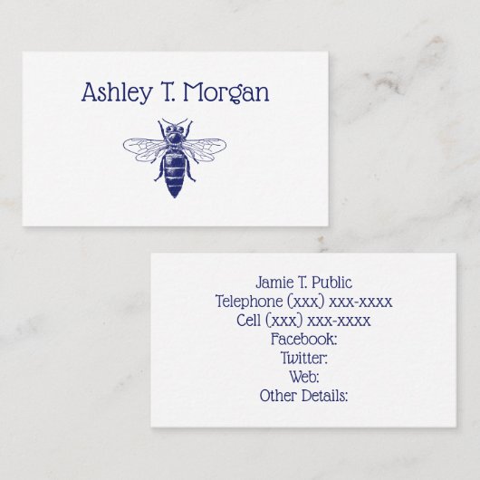 Koningin in Blauw Visitekaartje (Voorkant / Achterkant)