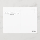 Koningin in rood met blauwe vogels briefkaart (Achterkant)