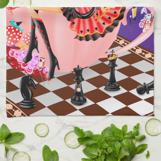 Koningin in teacup Tea Towel Theedoek (Gevouwen)