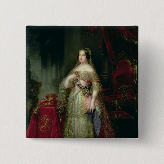 Koningin Isabella II van Spanje Vierkante Button 5,1 Cm (Voorkant)