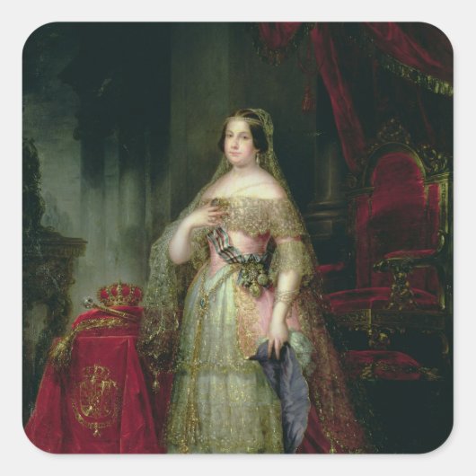 Koningin Isabella II van Spanje Vierkante Sticker (Voorkant)