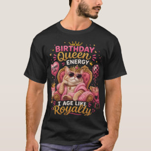 Koningin Kat Verjaardag Kroon Feestje Ontwerp T-shirt