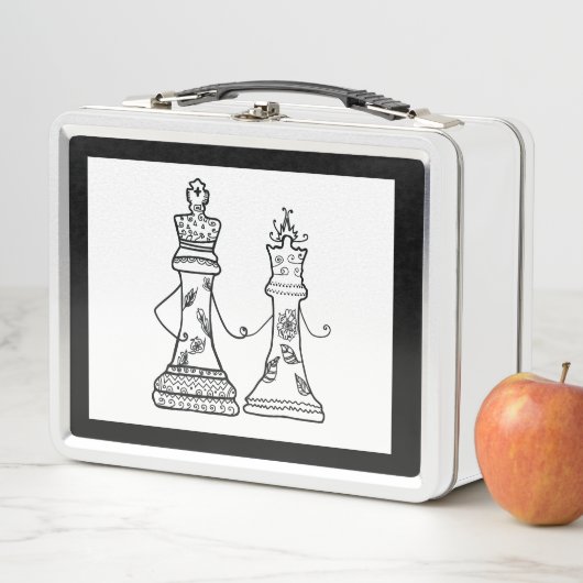 Koningin & Koning Liefde Schaakmetaal Lunchbox (In situ)