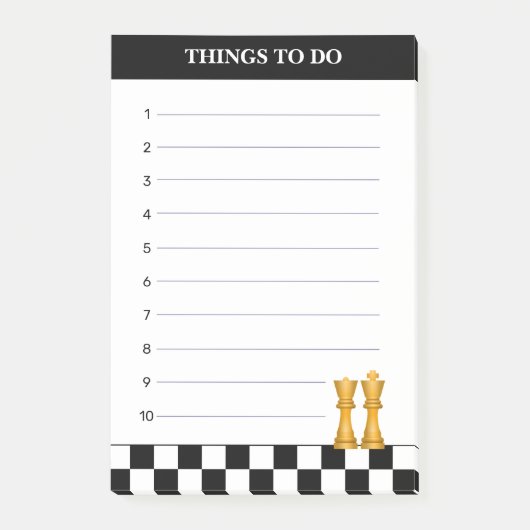 Koningin & Koning op Zwarte & Witte Schaak Dingen Post-it® Notes (Voorkant)