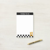 Koningin & Koning op Zwarte & Witte Schaak Dingen  Post-it® Notes (Op bureau)
