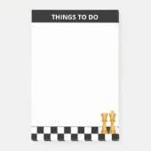 Koningin & koning over zwarte en witte schaafdinge post-it® notes (Voorkant)