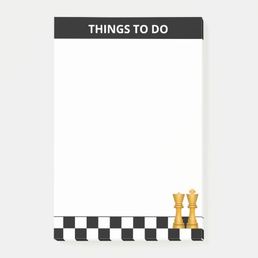 Koningin & koning over zwarte en witte schaafdinge post-it® notes (Voorkant)