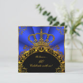 Koningin Koning Regal Gold Royal Blue Birthday Kaart (Staand voorkant)