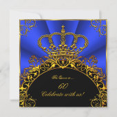 Koningin Koning Regal Gold Royal Blue Birthday Kaart (Voorkant)
