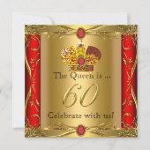 Koningin Koning Regal Red Gold 60th Birthday Party Kaart (Voorkant)