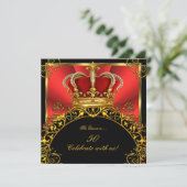 Koningin Koning Regal Red Gold Royal Birthday Part Kaart (Staand voorkant)