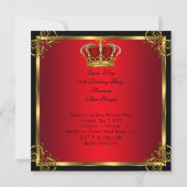 Koningin Koning Regal Red Gold Royal Birthday Part Kaart (Achterkant)