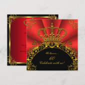 Koningin Koning Regal Red Gold Royal Birthday Part Kaart (Voorkant / Achterkant)