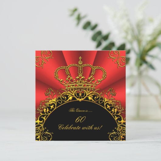 Koningin Koning Regal Red Gold Royal Birthday Part Kaart (Staand voorkant)