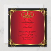 Koningin Koning Regal Red Gold Royal Birthday Part Kaart (Achterkant)