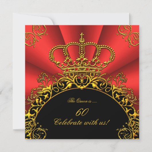 Koningin Koning Regal Red Gold Royal Birthday Part Kaart (Voorkant)