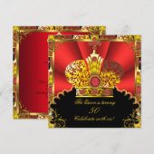 Koningin Koning Regal Red Gold Royal Birthday Part Kaart (Voorkant / Achterkant)