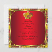 Koningin Koning Regal Red Gold Royal Birthday Part Kaart (Achterkant)
