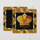 Koningin Koning Regal Red Gold Royal Birthday Part Kaart (Voorkant / Achterkant)