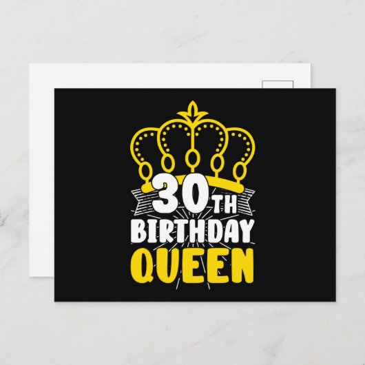 Koningin kroon 30e verjaardag Ronde verjaardag Briefkaart (Voorkant / Achterkant)