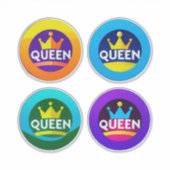 Koningin Kroon Ronde Badge Set Sticker (Voorkant)