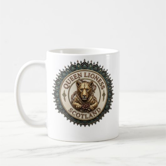 Koningin Leeuwin. Schotland koffiemok (Links)