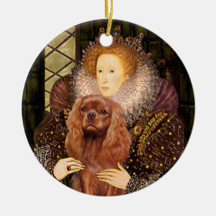 Koningin Liz I - Robijn Cavalier Keramisch Ornament
