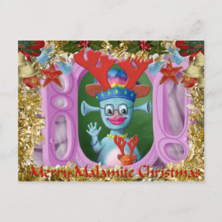 Koningin Mabel en Cedric. vrolijk kerstfeest! Feestdagenkaart