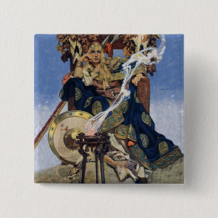 Koningin Maeve Krijgersprinses Fantasie Kunst Vierkante Button 5,1 Cm