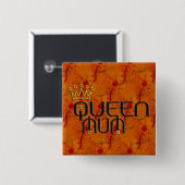 koningin mam in het rood vierkante button 5,1 cm (Voorkant /achterkant)