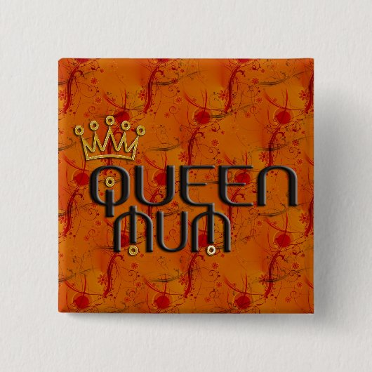 koningin mam in het rood vierkante button 5,1 cm (Voorkant)