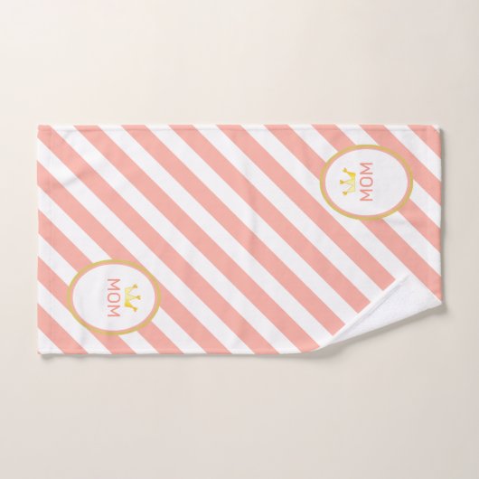 Koningin Mam's kroonkroon op koraal & witte gestre Bad Handdoek (Handdoek)