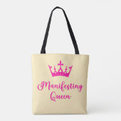 Koningin manifesteren Roze Letters Tote Bag (Achterkant)