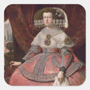 Koningin Maria Anna van Spanje in een rode jurk Vierkante Sticker