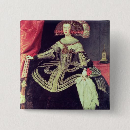 Koningin Mariana van Oostenrijk c.1653 Vierkante Button 5,1 Cm (Voorkant)