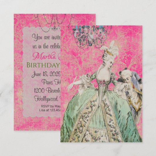 Koningin Marie Antoinette - Uitnodigingen / RSVP (Voorkant / Achterkant)