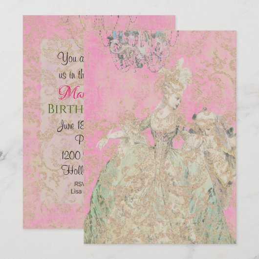 Koningin Marie Antoinette - Uitnodigingen / RSVP (Voorkant / Achterkant)