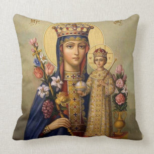 Koningin Mary Madonna Jesus Christus Flowers Kussen