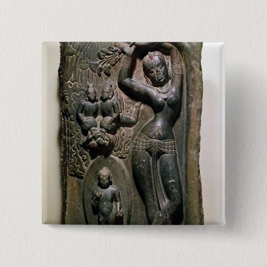 Koningin Maya baart boeddha Vierkante Button 5,1 Cm (Voorkant)