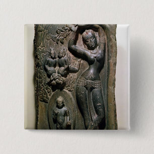 Koningin Maya baart boeddha Vierkante Button 5,1 Cm